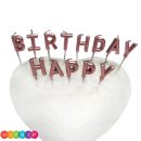 נרות קיסמים happy birthday - רוז גולד מטאלי