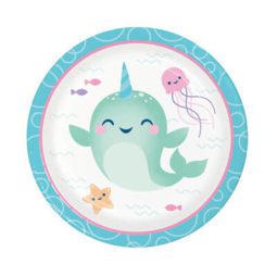 צלחות נייר קטנות דולפין חד קרן