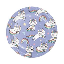 צלחות נייר קטנות חתול חד קרן