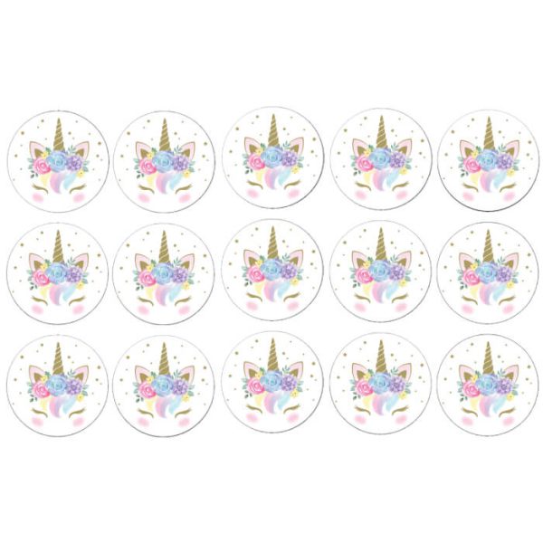 דף לקאפקייקס חד קרן פרחוני