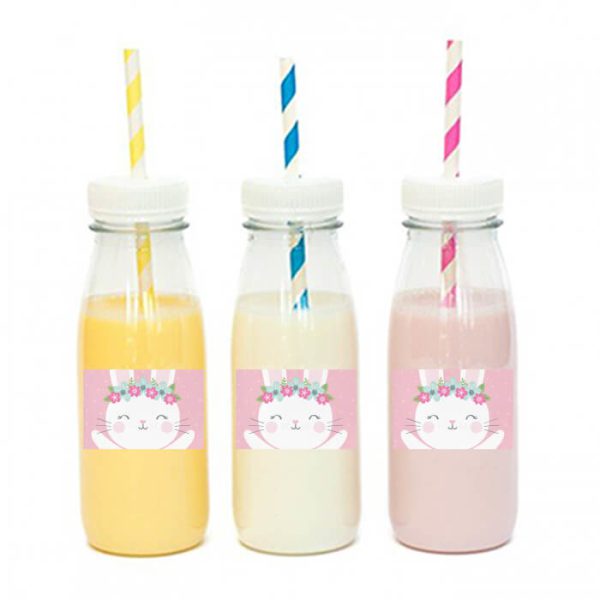 מדבקות מלבניות לעיצוב ארנבת פרחונית