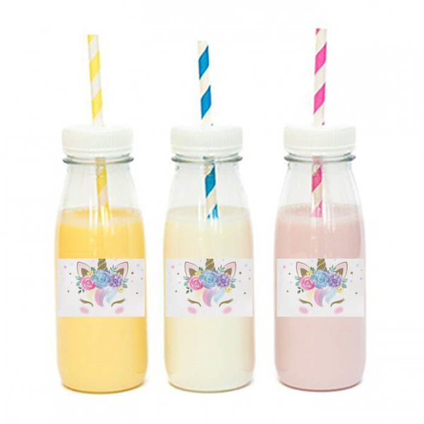 מדבקות מלבניות לעיצוב חד קרן פרחוני