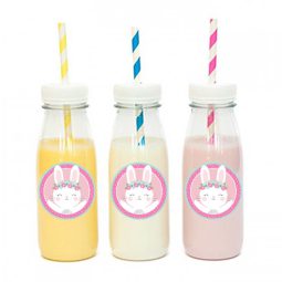 מדבקות עגולות לעיצוב ארנבת פרחונית