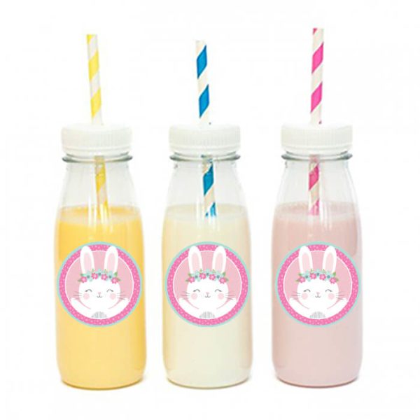 מדבקות עגולות לעיצוב ארנבת פרחונית