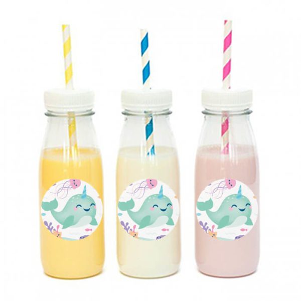 מדבקות עגולות לעיצוב דולפין חד קרן