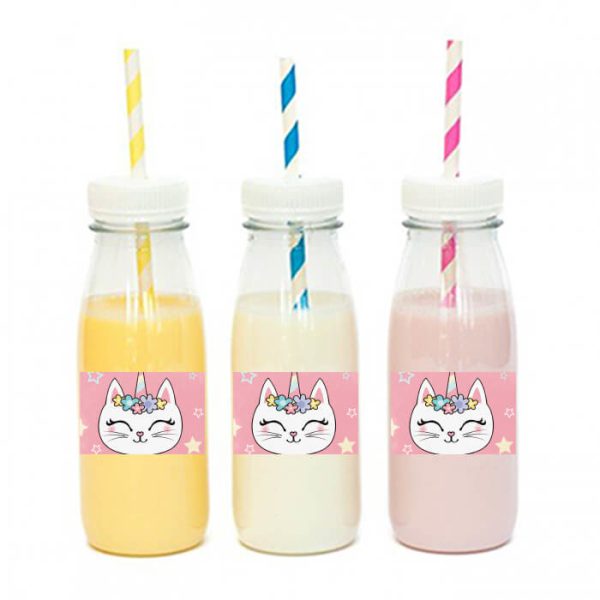 מדבקות מלבניות לעיצוב חתול חד קרן