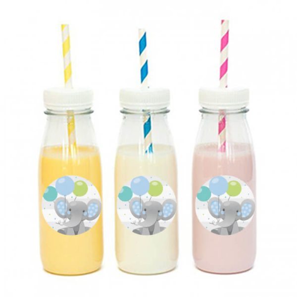 מדבקות עגולות לעיצוב פיל קסום כחול