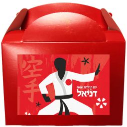 קופסאות עם מדבקות בעיצוב אישי - מסיבת קראטה