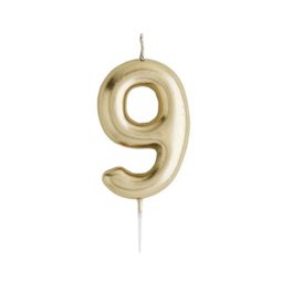 נר יום הולדת ספרה 9 זהב מטאלי