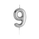 נר יום הולדת ספרה 9 כסף מטאלי