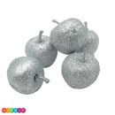 מיני תפוחים לקישוט כסף מנצנץ