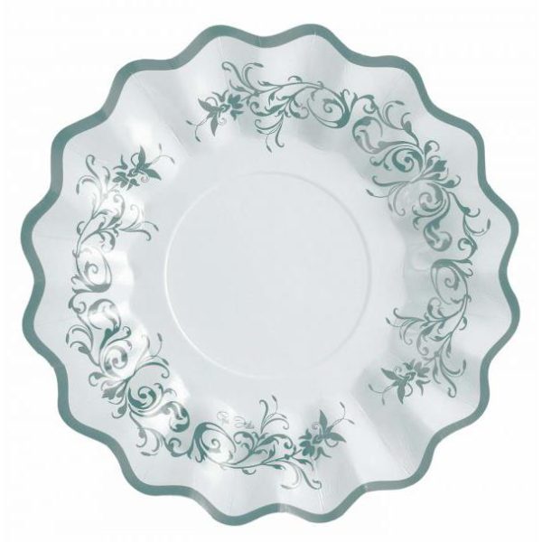 צלחות מתכלות גדולות כסף קלאסי