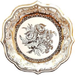 צלחות נייר גדולות וינטאג' זהב קלאסי