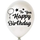 מדבקות לבלונים - אותיות שחורות happy birthday