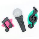 מיקרופון שחור ותווים מבצק סוכר