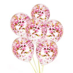 בלוני קונפטי ורוד זהב