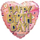 בלון לב HAPPY BIRTH DAY ורוד זהב