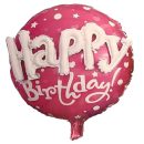 בלון קונפטי Happy birthday ורוד