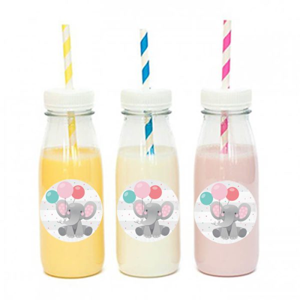 מדבקות עגולות לעיצוב פיל קסום ורוד