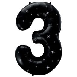 בלון הליום ענק שחור ספרה 3