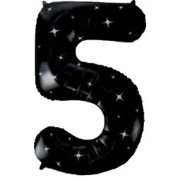 בלון הליום ענק שחור ספרה 5