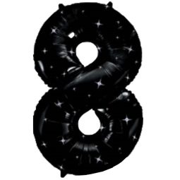 בלון הליום ענק שחור ספרה 8