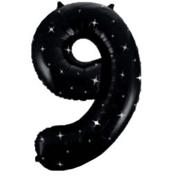 בלון הליום ענק שחור ספרה 9