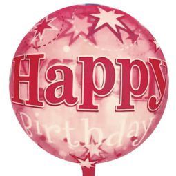 בלון שקוף ורוד Happy Birthday
