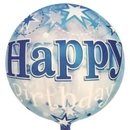 בלון שקוף כחול Happy Birthday