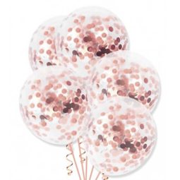 בלוני קונפטי רוז גולד 5 יח