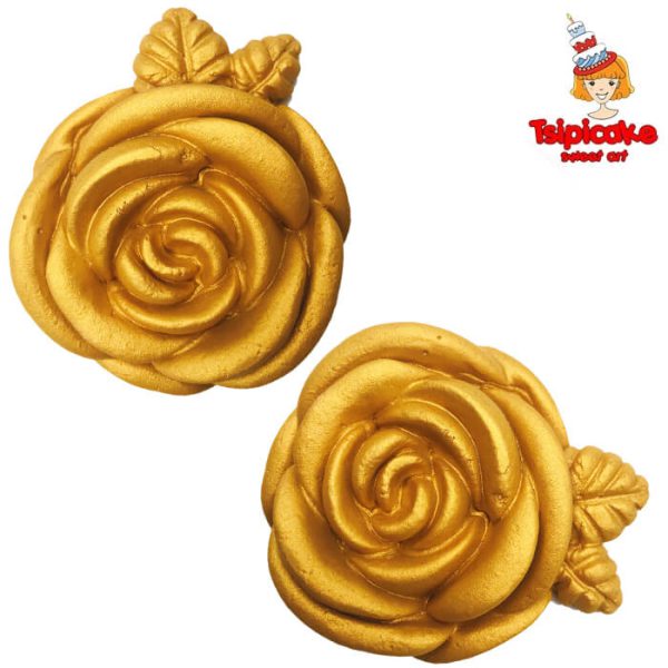 שושנים גדולות מצק סוכר - זהב