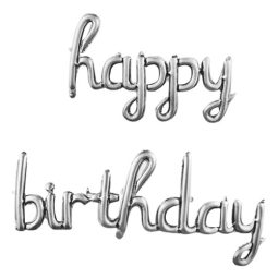 בלוני מיילר כסף happy birthday - מחובר