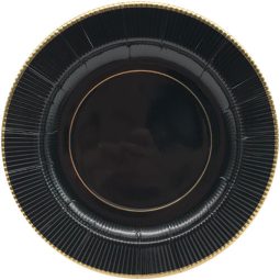 צלחות נייר גדולות קלאסיק שחור זהב