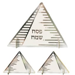 קישוט מרכז שולחן פירמידה - כסף