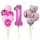 סט בלונים גיל שנה ורוד