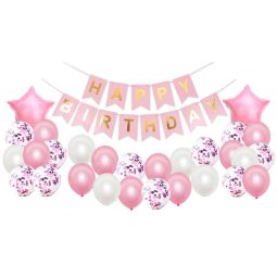 סט בלונים לקישוט חדר - ורוד