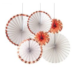 סט מניפות נייר מטאליות - רוז גולד