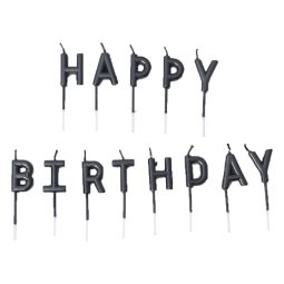 נרות קיסמים happy birthday - שחור