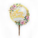 טופר אקרילי זהב ופרחים