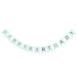 שרשרת אותיות happy birthday - זהב מנטה