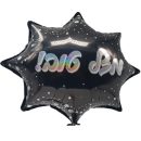 בלון הליום כוכב מזל טוב שחור כסוף