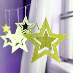 שרשרת תלייה כוכבים זהב גליטר