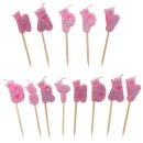נרות Happy Birthday ורוד גליטר