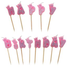 נרות Happy Birthday ורוד גליטר