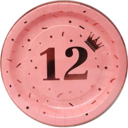 צלחות נייר גדולות בת מצווה רוז גולד