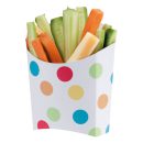 קופסאות צ'יפס - לבן נקודות צבעוניות