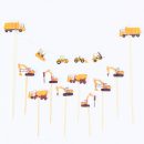 קיסמי קישוט לעוגה - מסיבת טרקטורים