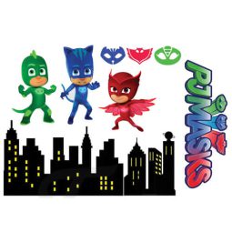 תמונה אכילה דמויות כוח פי ג'יי לעוגה 1