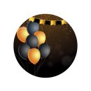 תמונה אכילה עגולה בלונים זהב שחור