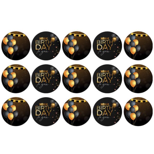 דף לקאפקייקס בלונים שחור זהב